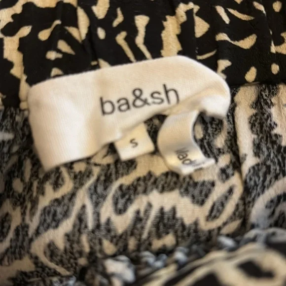 ba&sh Black and Cream Asymmetrical Midi Skirt - Picture 5 of 9